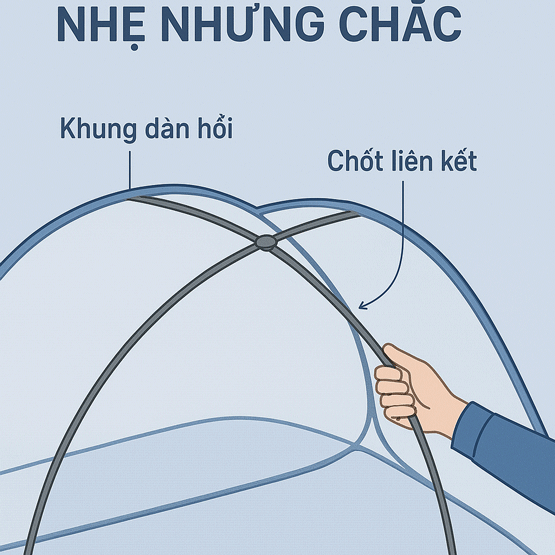 Cấu tạo khung màn chụp tự bung: nhẹ nhưng chắc