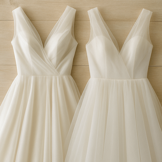 Nên chọn Organza hay Tulle cho váy cưới? Đặt lên bàn cân so sánh.
