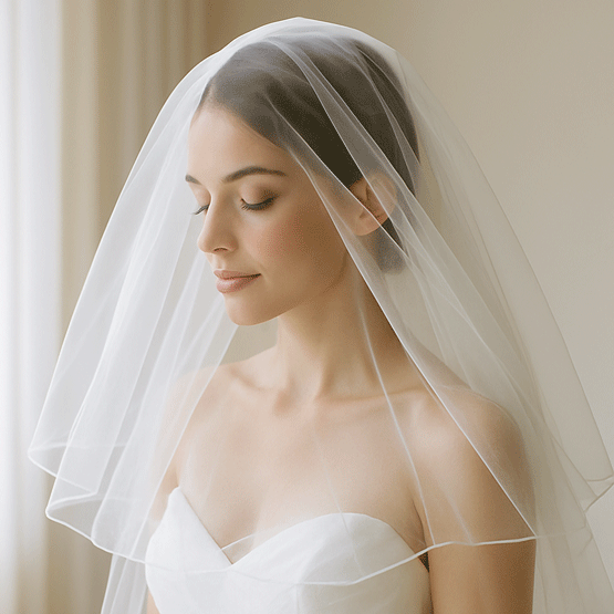 Khăn voan cưới (Veil) bằng Organza: Vẻ đẹp thanh khiết và bay bổng.