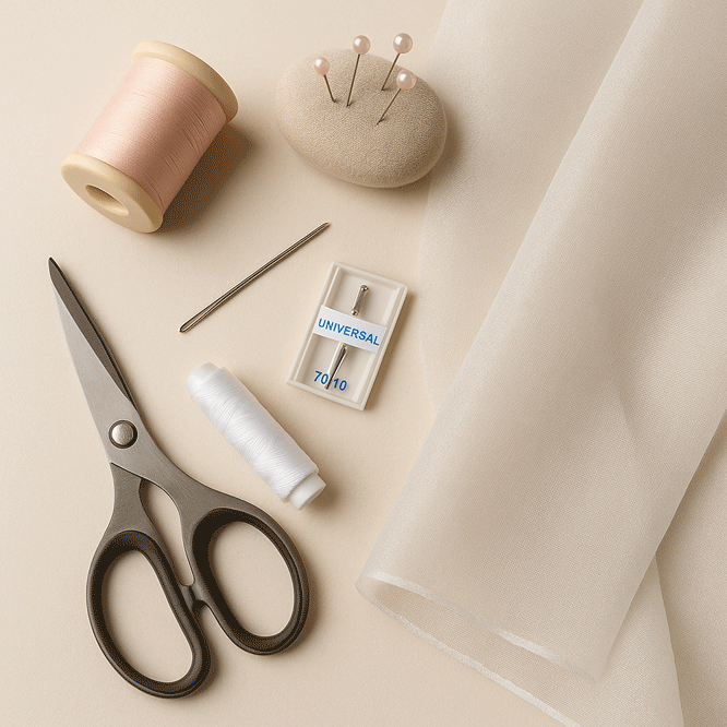 Chọn kim, chỉ và các dụng cụ phù hợp để may Organza.